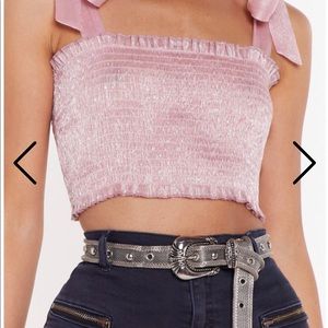 Nasty Gal Have You Shirred Metallic Crop Top
